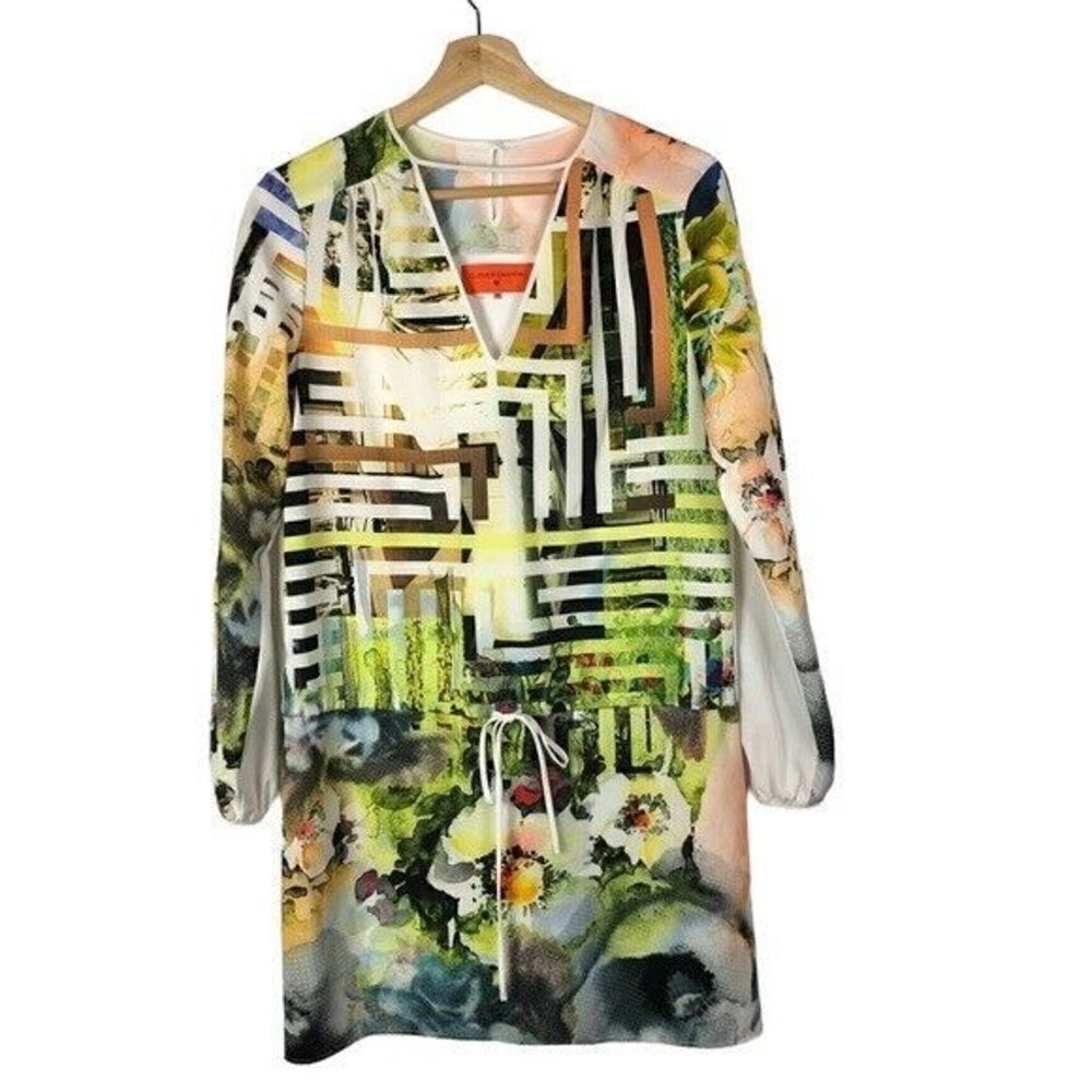 Clover Canyon White Colorful Printed Long Sleeve Mini Dress XS